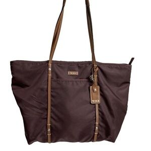 Tumi burgandy red tote bag